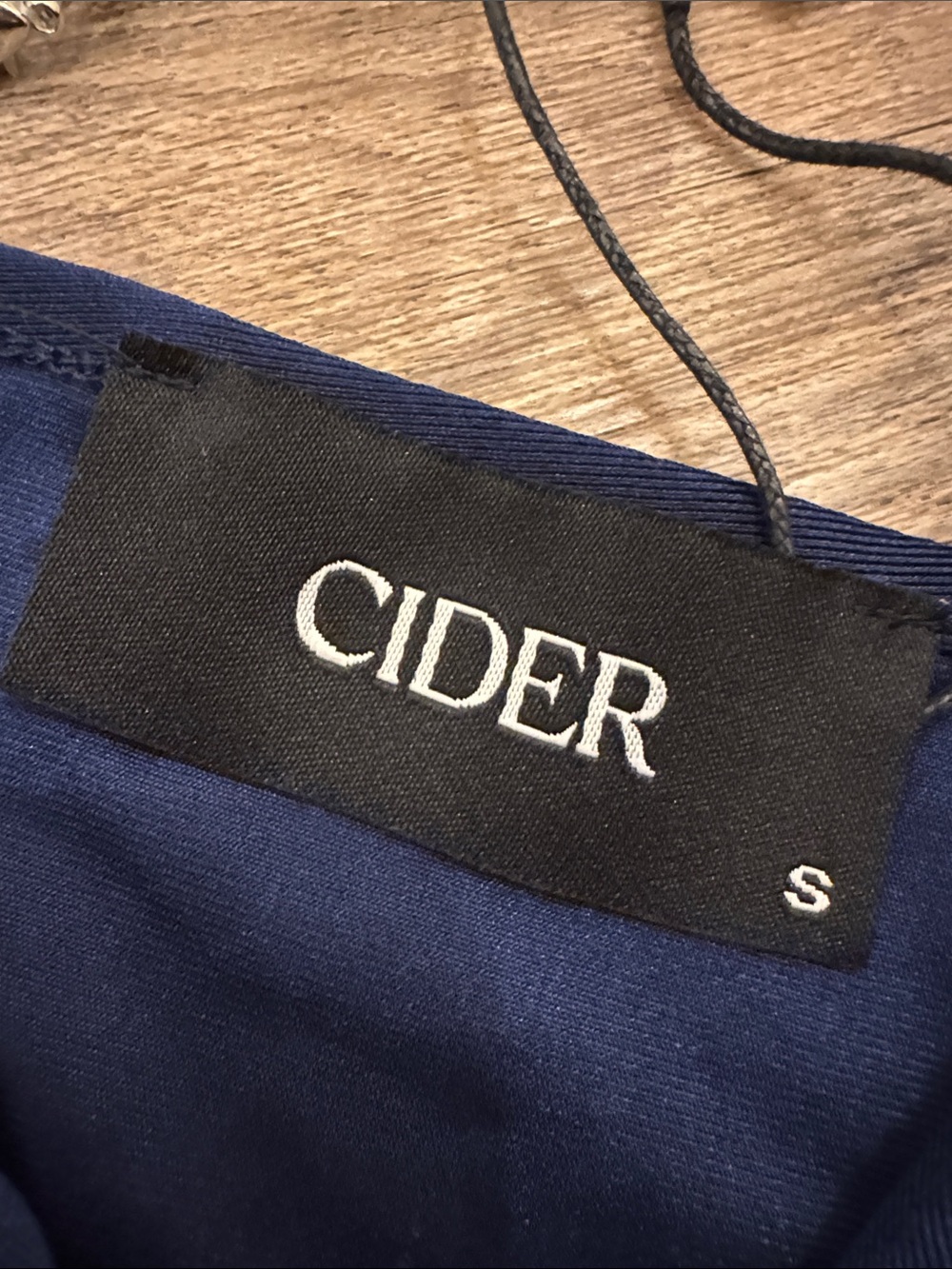 Cider Navy Pleated Crop Cami with Pearl Straps - Picture 2 of 3